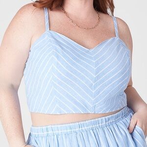 Lane Bryant Fitted Crop Blue Skinny Stripe Cami Size 22